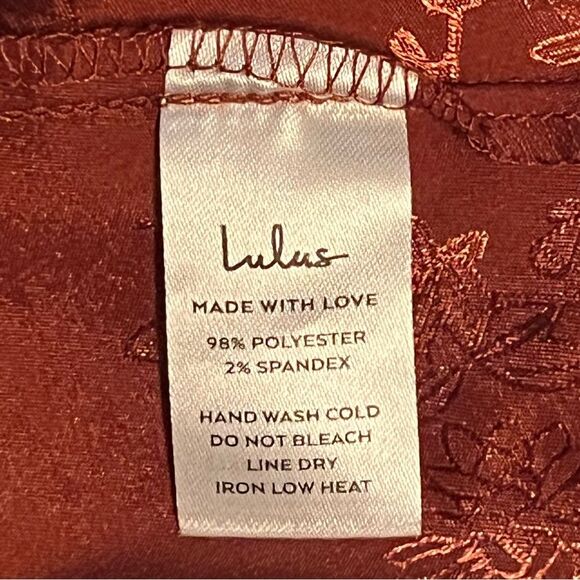 Lulu's Calia Love Floral Jacquard Satin Slipdress Size XL Rich Brown Sexy Silky - Picture 8 of 8